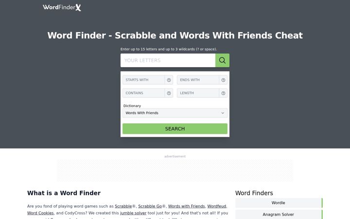 Screenshot of wordfinderx.com