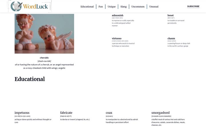 Screenshot of wordluck.com