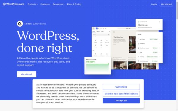 Screenshot of wordpress.com