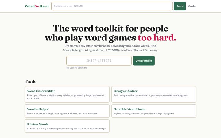 Screenshot of wordsohard.com