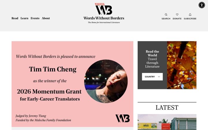 Screenshot of wordswithoutborders.org