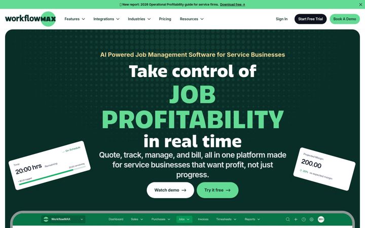 Screenshot of workflowmax.com