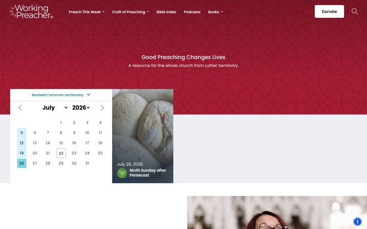 Screenshot of workingpreacher.org
