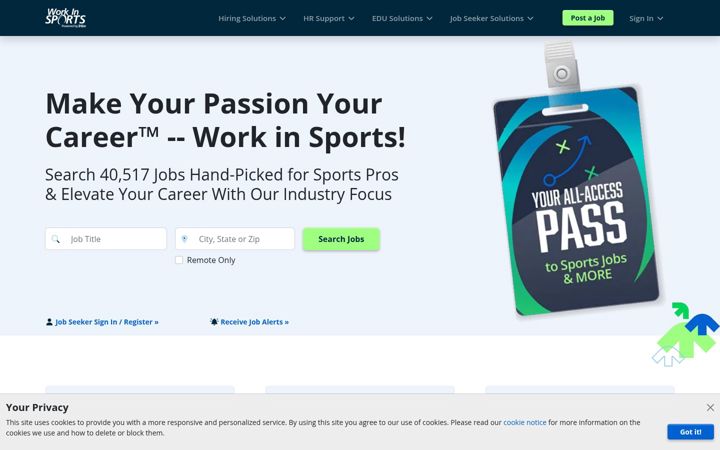 Captura de pantalla de workinsports.com