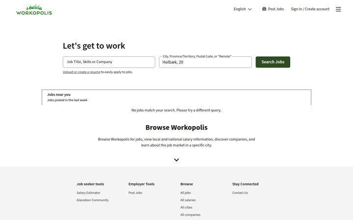 Zrzut ekranu workopolis.com