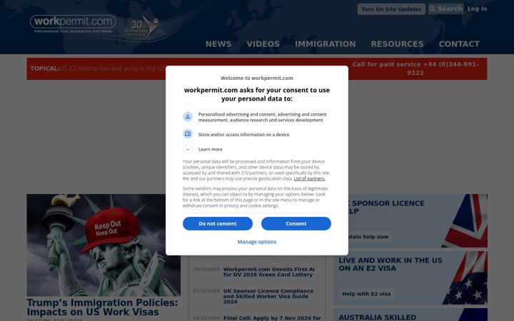 Screenshot of workpermit.com