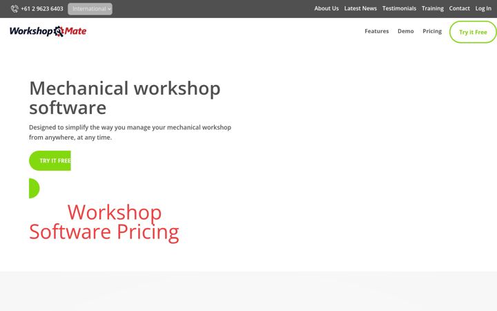 Screenshot of workshopmate.com.au