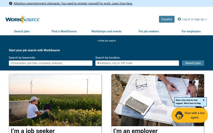Screenshot of worksourcewa.com
