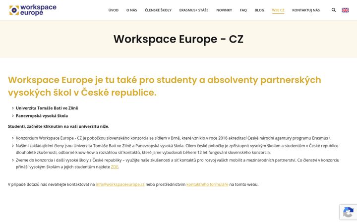 Screenshot stránky workspaceeurope.cz