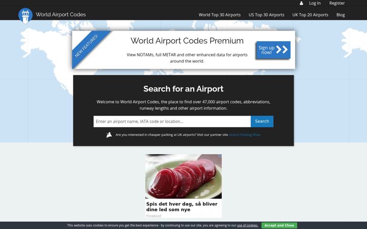 Screenshot of world-airport-codes.com