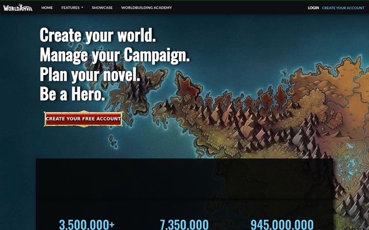 Posnetek zaslona worldanvil.com