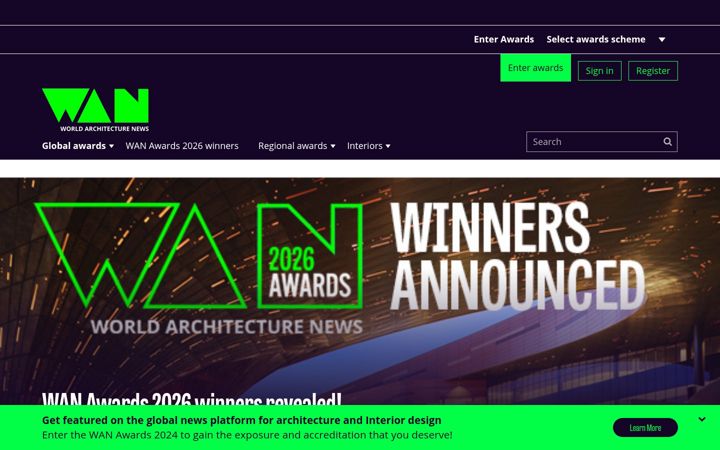 Screenshot of worldarchitecturenews.com