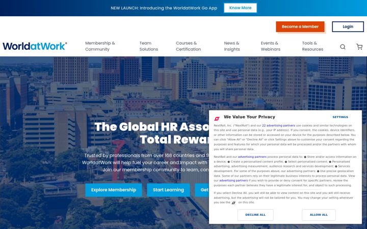 Screenshot of worldatwork.org