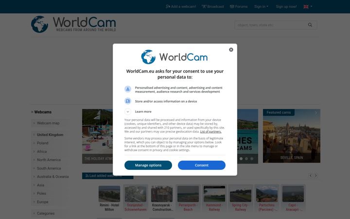 Screenshot of worldcam.eu