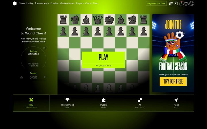 Ekrano kopija worldchess.com