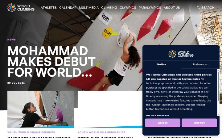 Screenshot of worldclimbing.com