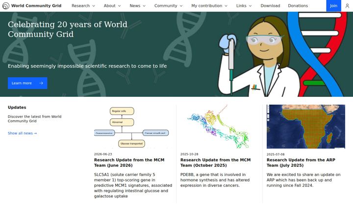 Screenshot of worldcommunitygrid.org
