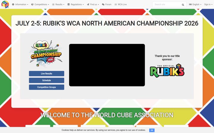 Skärmbild av worldcubeassociation.org