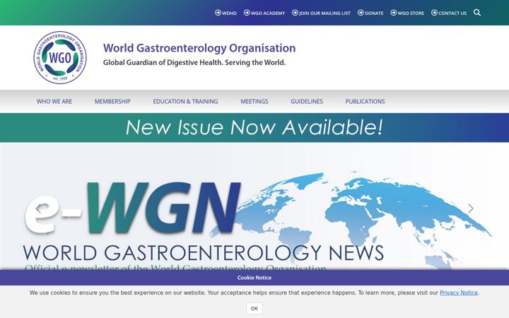 Screenshot of worldgastroenterology.org