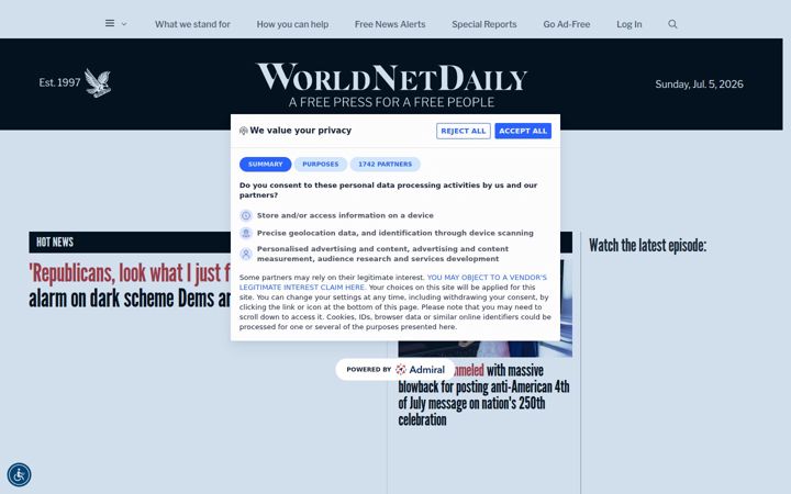 Screenshot of worldnetdaily.com