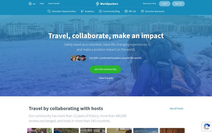 Posnetek zaslona worldpackers.com