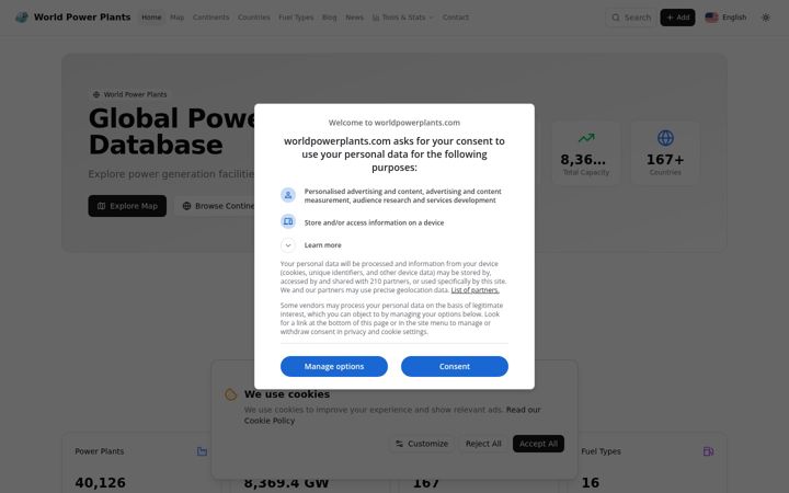 Screenshot of worldpowerplants.com