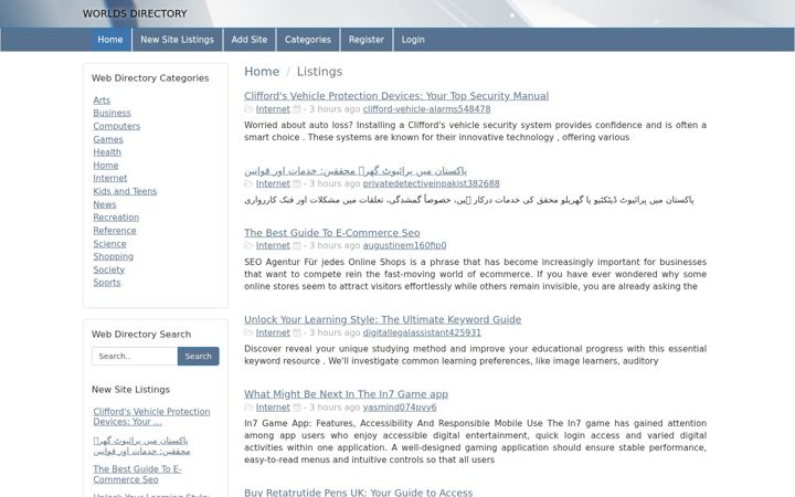 Screenshot of worlds-directory.com