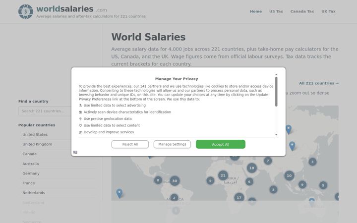Screenshot of worldsalaries.com