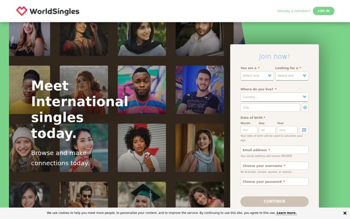 Kuvakaappaus sivustosta worldsingles.com