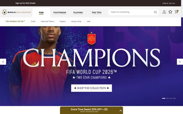 Screenshot of worldsoccershop.com