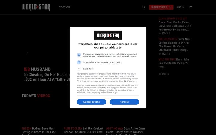 Skærmbillede af worldstarhiphop.com