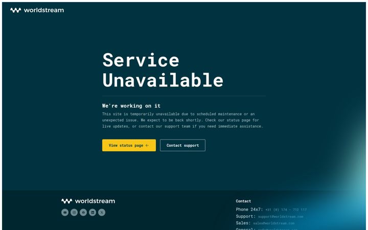 Screenshot stránky worldstream.com
