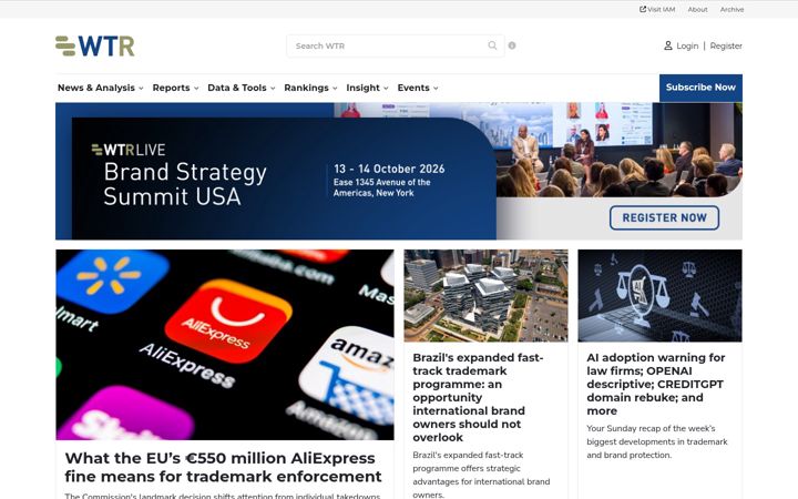 Screenshot of worldtrademarkreview.com