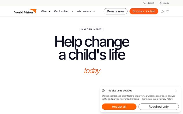 Screenshot of worldvision.com.au