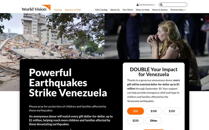 Screenshot von worldvision.org
