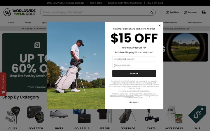 Screenshot of worldwidegolfshops.com