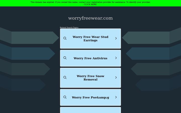 Captură de ecran a worryfreewear.com