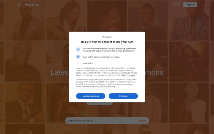 Screenshot of worship.com.ng