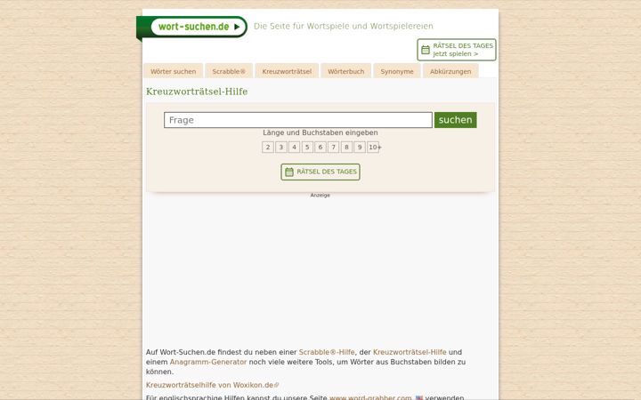 Képernyőkép: wort-suchen.de