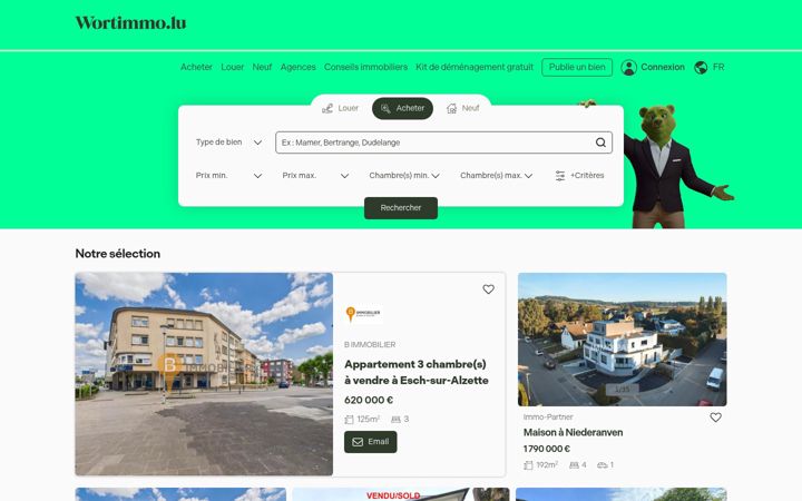 Екранна снимка на wortimmo.lu