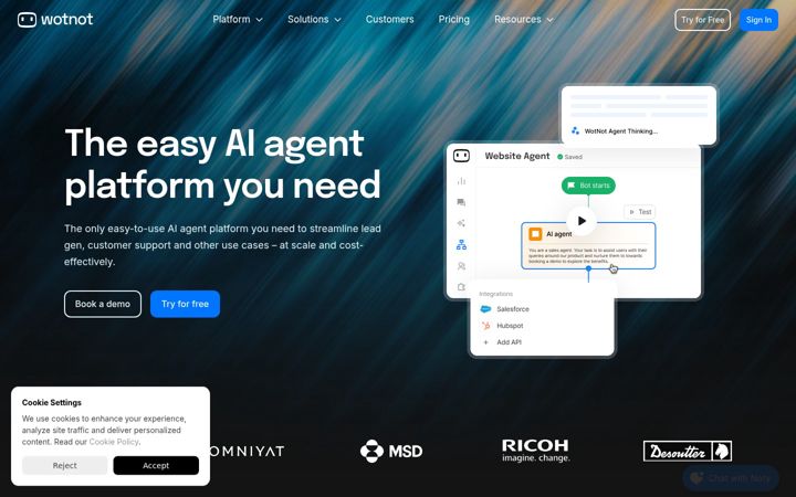 Screenshot of wotnot.io