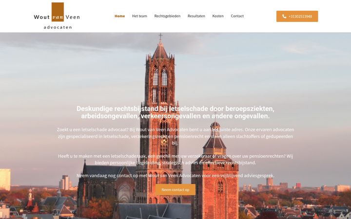 Skjámynd af woutvanveenadvocaten.nl