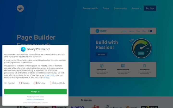 Screenshot of wp-pagebuilderframework.com