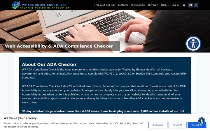 Screenshot van wpadacompliance.com