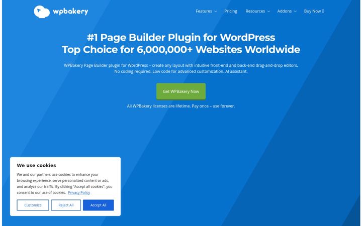 Snimka zaslona za wpbakery.com