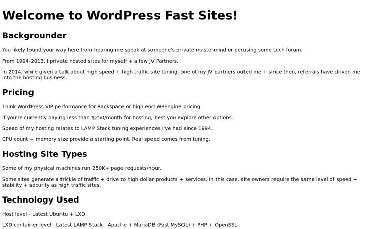 Screenshot of wpfastsites.com