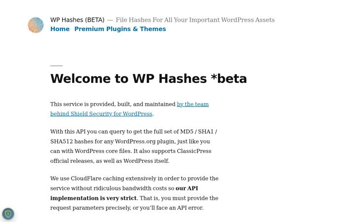 Screenshot of wphashes.com
