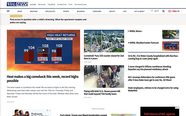 Screenshot von wral.com
