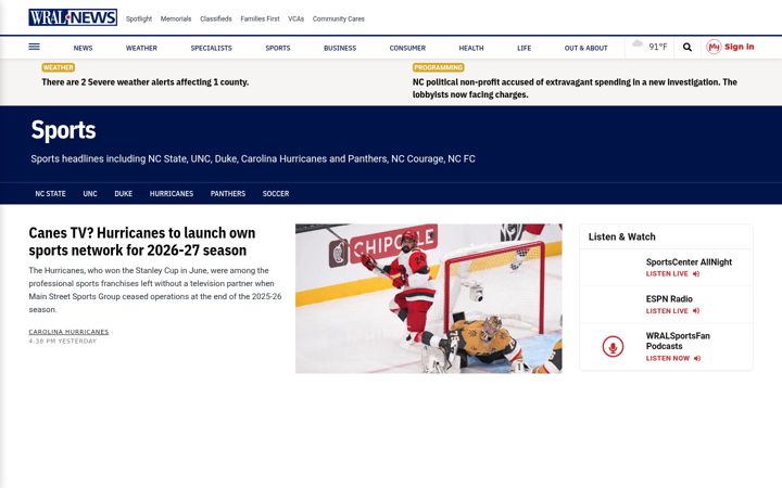 Screenshot of wralsportsfan.com