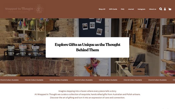 Skjermbilde av wrappedinthought.com.au